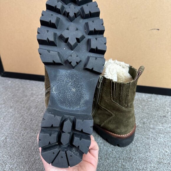 Jeffrey Campbell Culvert Mountaineering Olive Green Suede & Sherpa Boot Sz 10 - Picture 5 of 8